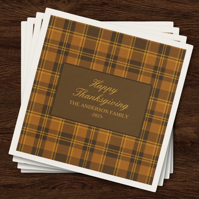 Elegant Plaid Julklassiker Vintage Anpassad  Pappersservett (Skapare uppladdad)