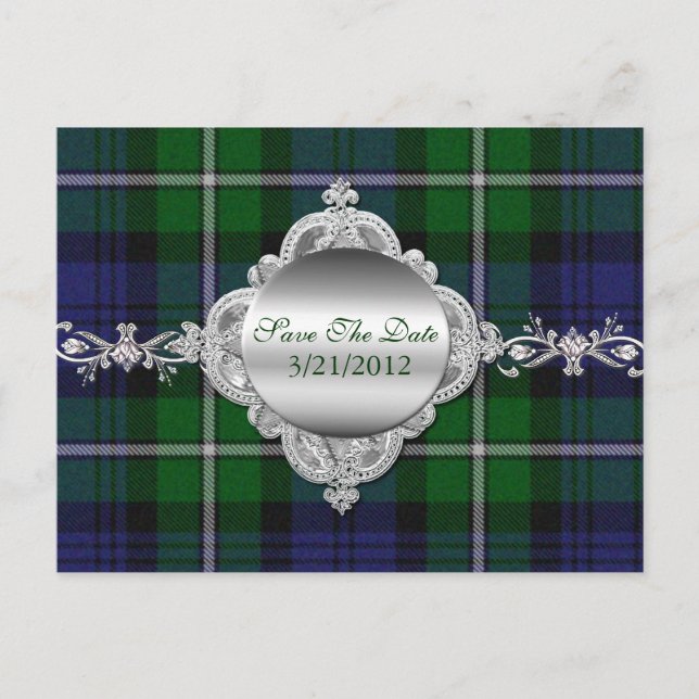 Elegant Plaid Spara Datum Postkort Meddelande Vykort (Framsida)