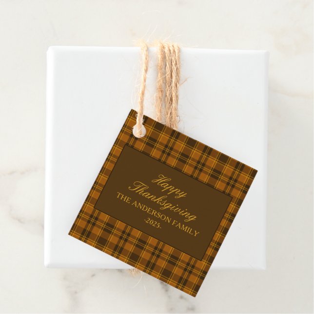 Elegant Plaid Thanksgiving Classic Custom Favor Gåvor Etiketter (På plats)