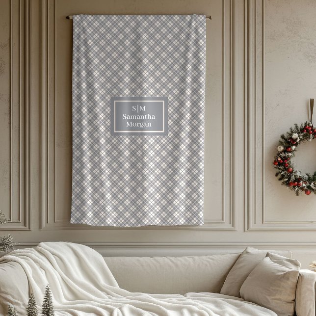 Elegant Plaid Throw Custom Name Pastel Accent Fleecefilt (Elegant Plaid Throw Custom Name Pastel Accent)