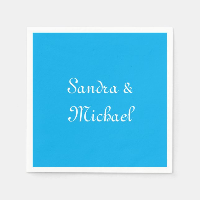 Elegant Plain Azure Blue Personlig Anpassningsbar Pappersservett (Framsidan)
