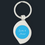 Elegant Plain Azure Blue Personlig Anpassningsbar Swirl Silverfärgad Nyckelring<br><div class="desc">Azure Blue är ett av de mest öga-fångande och slående färg under historiens gång. Varför inte spegla din egen personlighet och smak för andra med denna unika designade mall?</div>