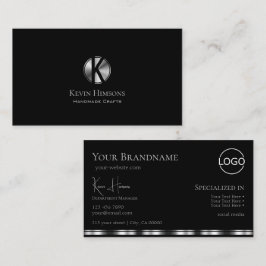 Elegant Plain Black Silver med Monogram och Logoty Visitkort