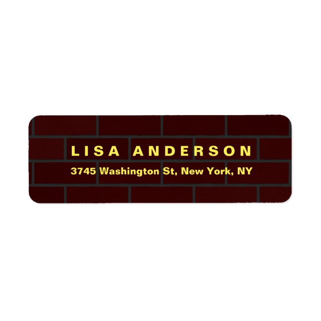 Elegant Plain Brown Red Brick Wall Kreativ Modern Returadress Etikett (Framsidan)