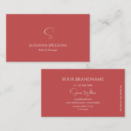 Elegant Plain Indian Red med Monogram Modern Chic Visitkort