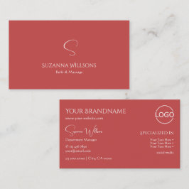 Elegant Plain Indian Red med Monogram och Logotyp Visitkort