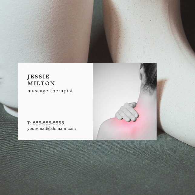 Elegant Plain Massage Therapist med foto Visitkort (Skapare uppladdad)