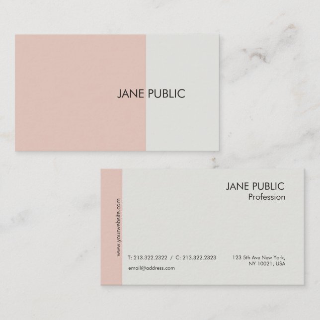 Elegant Plain Modern Professionell Beige Chic Visitkort (Fram/baksida)