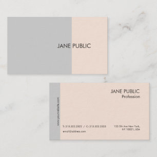 Elegant Plain Modern Professionell Grått och Beige Visitkort