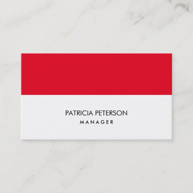 Elegant Plain Red White Rand Professionell Visitkort (Framsida)