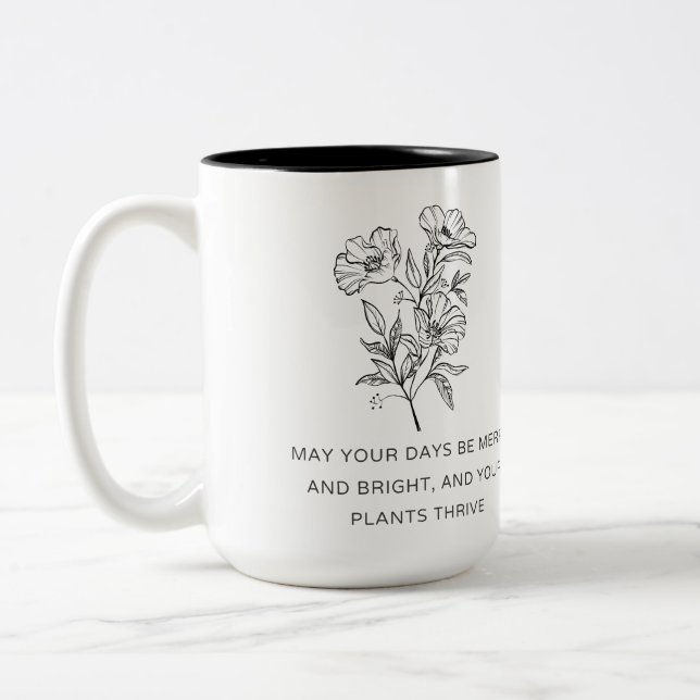 Elegant Plant Mom Christmas Gift - Plants Thrive Två-Tonad Mugg (Vänster)