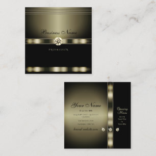 Elegant platina silver och svart med diamanter fyrkantigt visitkort