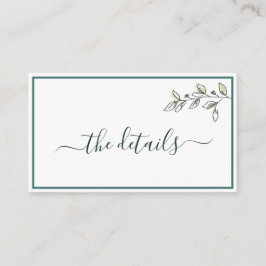 Elegant platt modern botanisk grön inklusionskort tilläggskort