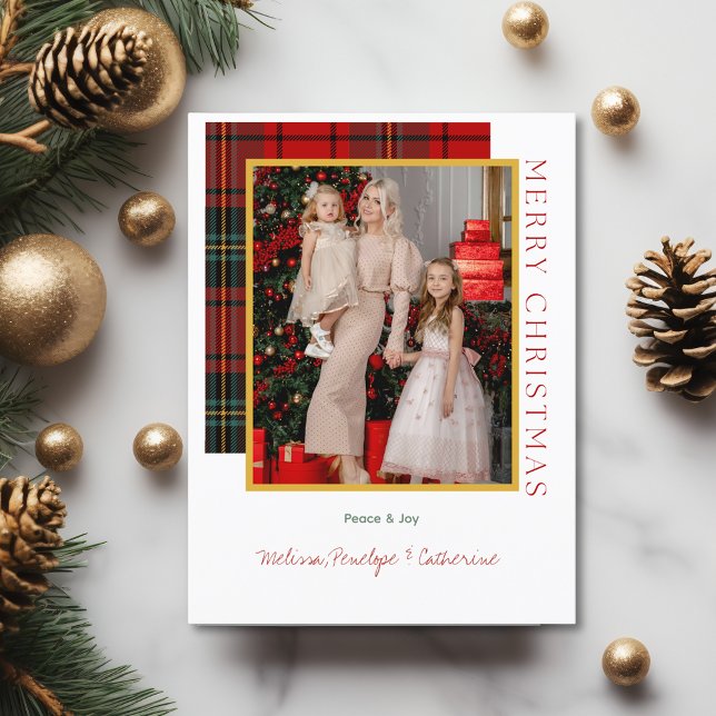 Elegant Play Modern julfotoport Helg Vykort (Elegant Plaid Modern Christmas Photo Postcard
)