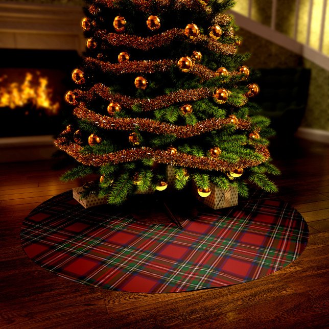 Elegant Play Rustic Klan Stewart Tartan jul Julgransmatta Borstad Polyester (Plaid Clan Stewart Tartan Tree Skirt)