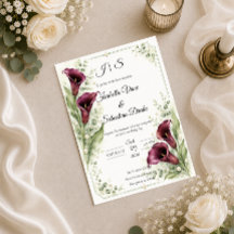 Elegant Plommon Calla Lily Romantisk Bröllop