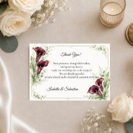 Elegant Plommon Calla Lily Romantisk Bröllop Tack Kort