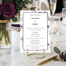 Elegant Plommon Lila Blommig Linje Konst Bröllop