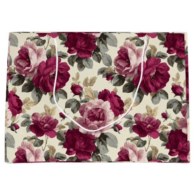 Elegant Plommonros Elfenbensblommig Mönster (Framsidan)