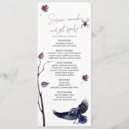 Elegant Plum & Black Crow Halloween Party Dinner Meny