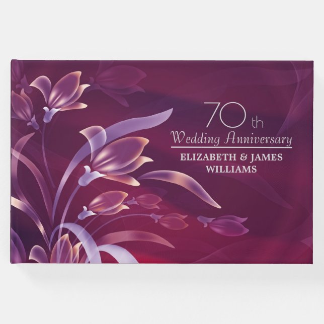Elegant Plum Blommig 70-års bröllopsjubileum   Gästböcker (Framsida)