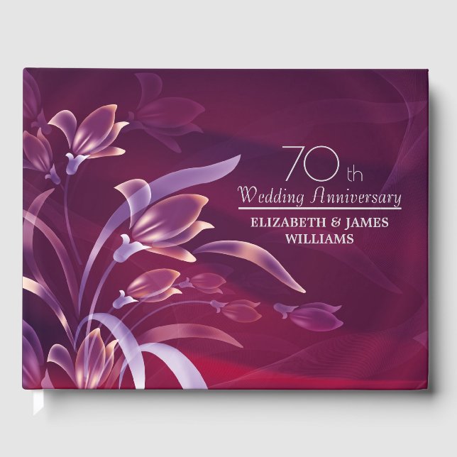 Elegant Plum Blommig 70-års bröllopsjubileum   Gästböcker (Framsida)