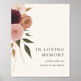 Elegant Plum Blommigt Bröllop i Loving Memory Sign Poster