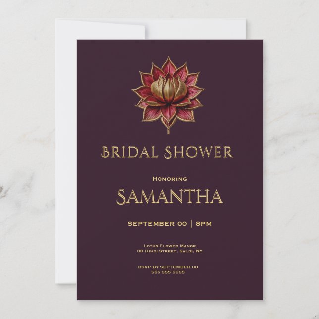Elegant Plum Gothic Bridal Shower Invite Julkort (Framsida)
