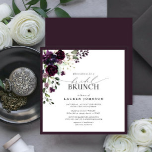 Elegant Plum Lila Blommigt Möhippa Brunch Inbjudningar