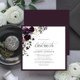 Elegant Plum Lila Blommigt Möhippa Luncheon Inbjudningar