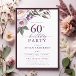 Elegant Plum Lila Blommigt Script 60:e födelsedage Inbjudningar<br><div class="desc">Ange tonen för ett sofistikerat firande med en elegant plum lila blommigt-skriptinbjudan. Med plommon av rik och delikat blommigt framträder en lyx och förfining. Den robusta skripttypografin lägger till en personlig, perfekt för en milstolpe-födelsedag eller en formell händelse. Den här inbjudan passar perfekt för en kvällssammankomst eller uppskalning i party....</div>