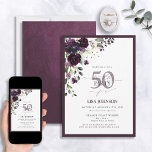 Elegant Plum Lila Blommigt  Skript 50:e födelsedag Inbjudningar<br><div class="desc">Säg hej till din 50:e i stil med den här fantastiska Eleganten Plum Lila Blommigt Script 50:e födelsedagsinbjudan! Med en utomordentlig bukett av plommonets lila, lila och mauve-blommor och botaniskt grönt, anger det här lyxiga kortet perfekten för speciella firande. Den elegant handskriven kalligrafi erbjuder sofistikering och modernitet när du anpassar...</div>