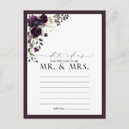 Elegant Plum Lila Blommigt Vattenfärgsdatumikoner  Vykort