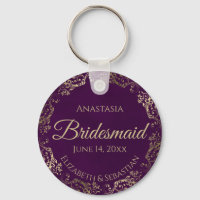 Elegant Plum Lila & Guld Bridesmaid Bröllop Gift
