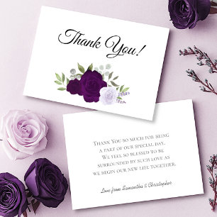 Elegant Plum Lila & Lavender Boho Ro Bröllop Tack Kort