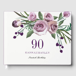 Elegant Plum Lila Ro 90:e Birthday Guestbook Gästböcker