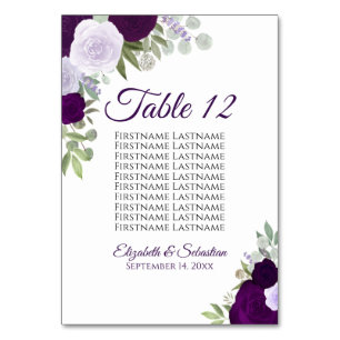 Elegant Plum Lila Ro Bröllop sätesdiagram för Bordsnummer