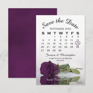 Elegant Plum Lila Ro Romantic Bröllop Calendar Spara Datumet