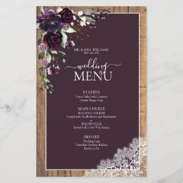Elegant Plum Lila Rustic Wood Script Bröllop