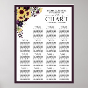 Elegant Plum Lila Solrosmottagning Sittplats Poster