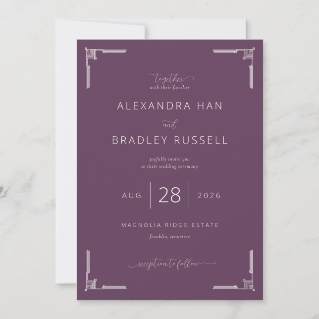 Elegant Plum Wedding Invitation Inbjudningar (Framsida)