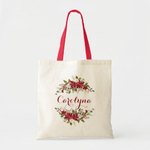 Elegant Poinsettia Blommigt Bridesmaid Favor Tygkasse