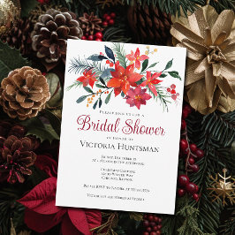 Elegant Poinsettia Blommigt Jul Möhippa Inbjudningar