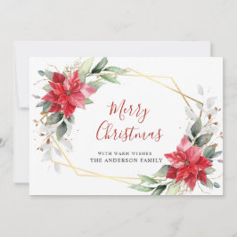 Elegant Poinsettia Christmas Mistletoe Greeting Julkort