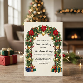 Elegant Poinsettia Christmas Trellis Party Design Inbjudningar