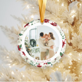 Elegant Poinsettia Dubbla Sided Photo Ornament