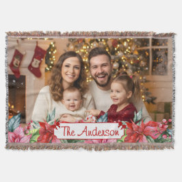 Elegant Poinsettia Floral Border Custom Photos Filt