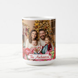 Elegant Poinsettia Floral Border Custom Photos Kaffemugg