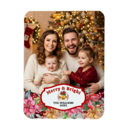 Elegant Poinsettia Floral Custom Photo Magnet
