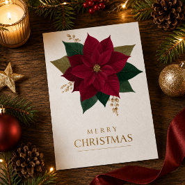 Elegant Poinsettia God Jul Högtidliga Hälsningar Julkort